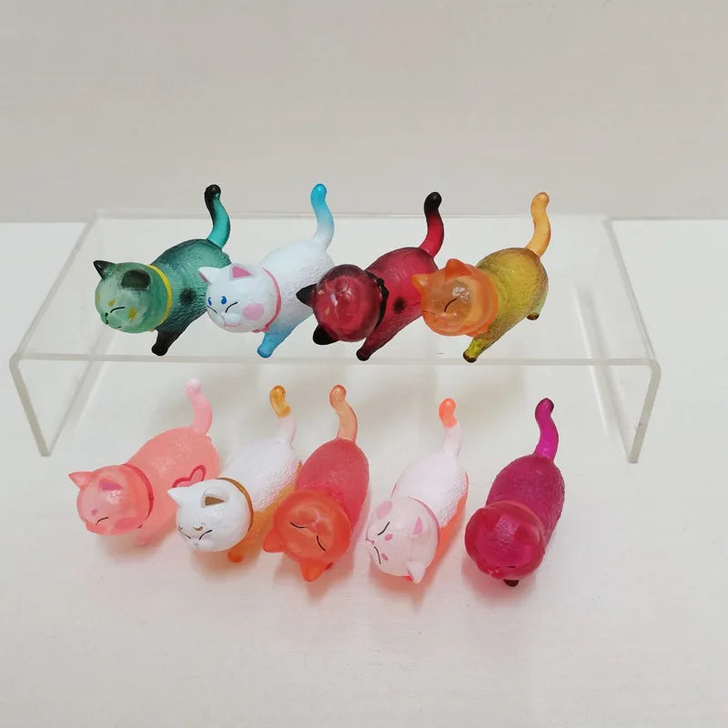 PVC 9 Styles Mini Cute Fat Bell Cats Figure Pendant Anime Keychain Charms Animal Expression Toy Gift Decorations