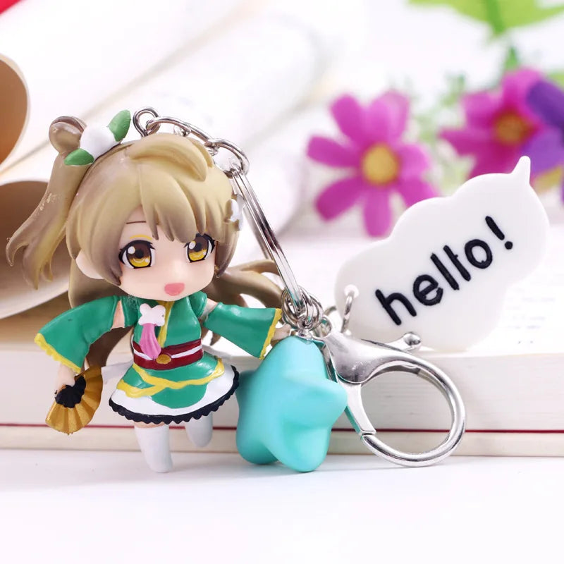 Anime Love Live Cute Kawaii Keychain PVC Figure Key Chain Collectible Model Toy