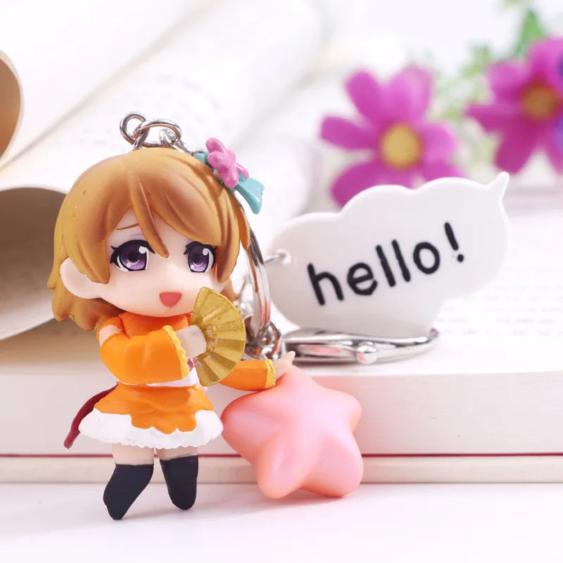Anime Love Live Cute Kawaii Keychain PVC Figure Key Chain Collectible Model Toy