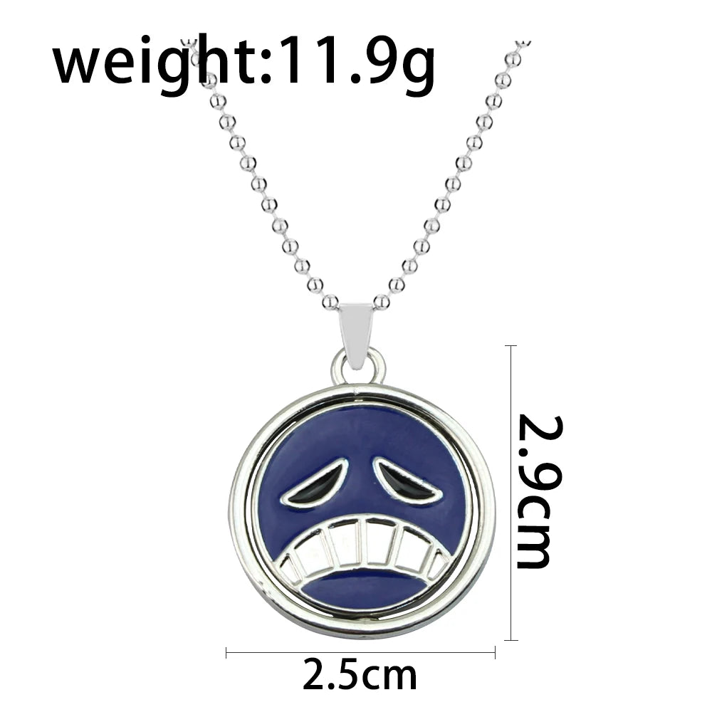 Anime One Piece Necklace Portgas D Ace Keychain Metal Necklaces Jewelry Creative Rotating Pendant Chains Choker Keychain