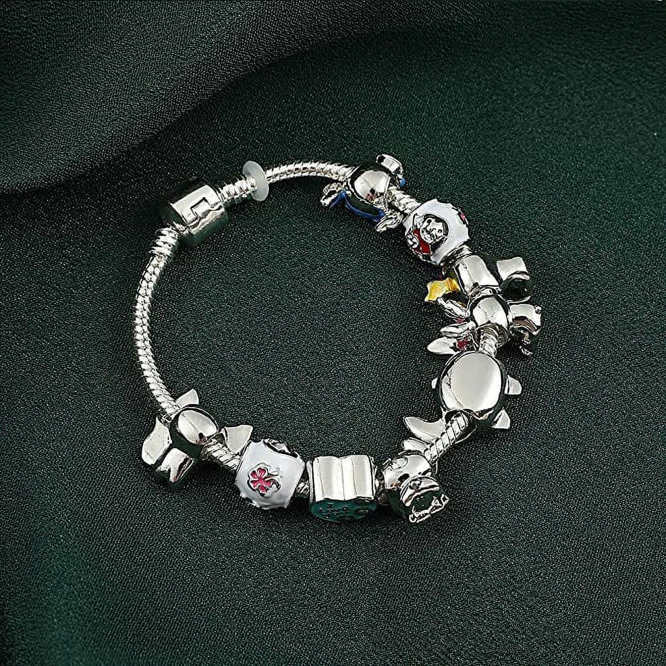 Anime Stitch Charm Bracelet Jewelry - Ohana Means Family Anime Cartoon Charm Bracelet Gifts for Women Girl