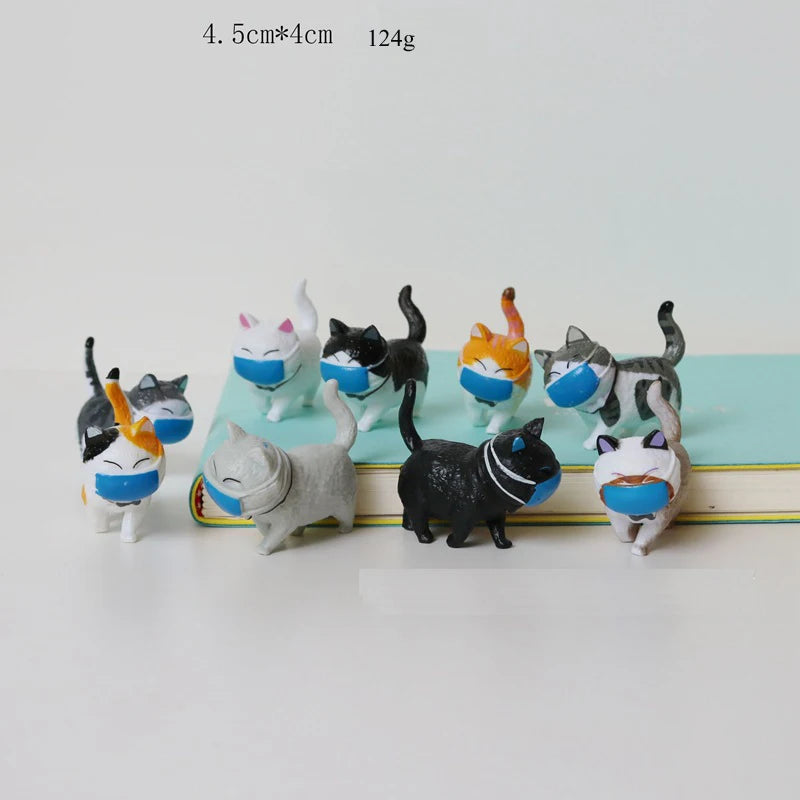 PVC 9 Styles Mini Cute Fat Bell Cats Figure Pendant Anime Keychain Charms Animal Expression Toy Gift Decorations