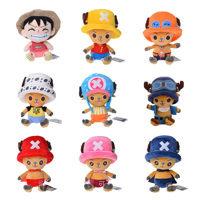 Anime One Piece Plush Toys Luffy Chopper Sabo Plush Doll Stuffed Kawaii Cute Toy Chopper Doll Keychain Halloween Gift for Child