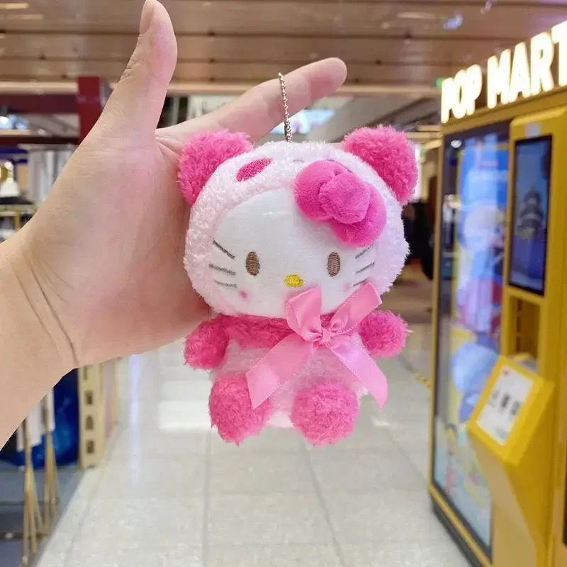 12Cm Sanrio Cartoon Anime Keychain Plush Love Purple Blue Pink Toy Cinnamoroll Cute Soft Stuffed Dolls Pendant Kid Birthday Gift