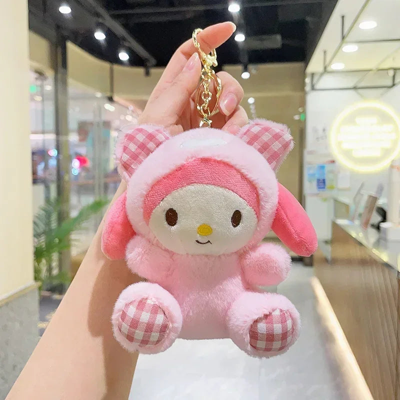 12Cm Sanrio Cartoon Anime Keychain Plush Love Purple Blue Pink Toy Cinnamoroll Cute Soft Stuffed Dolls Pendant Kid Birthday Gift