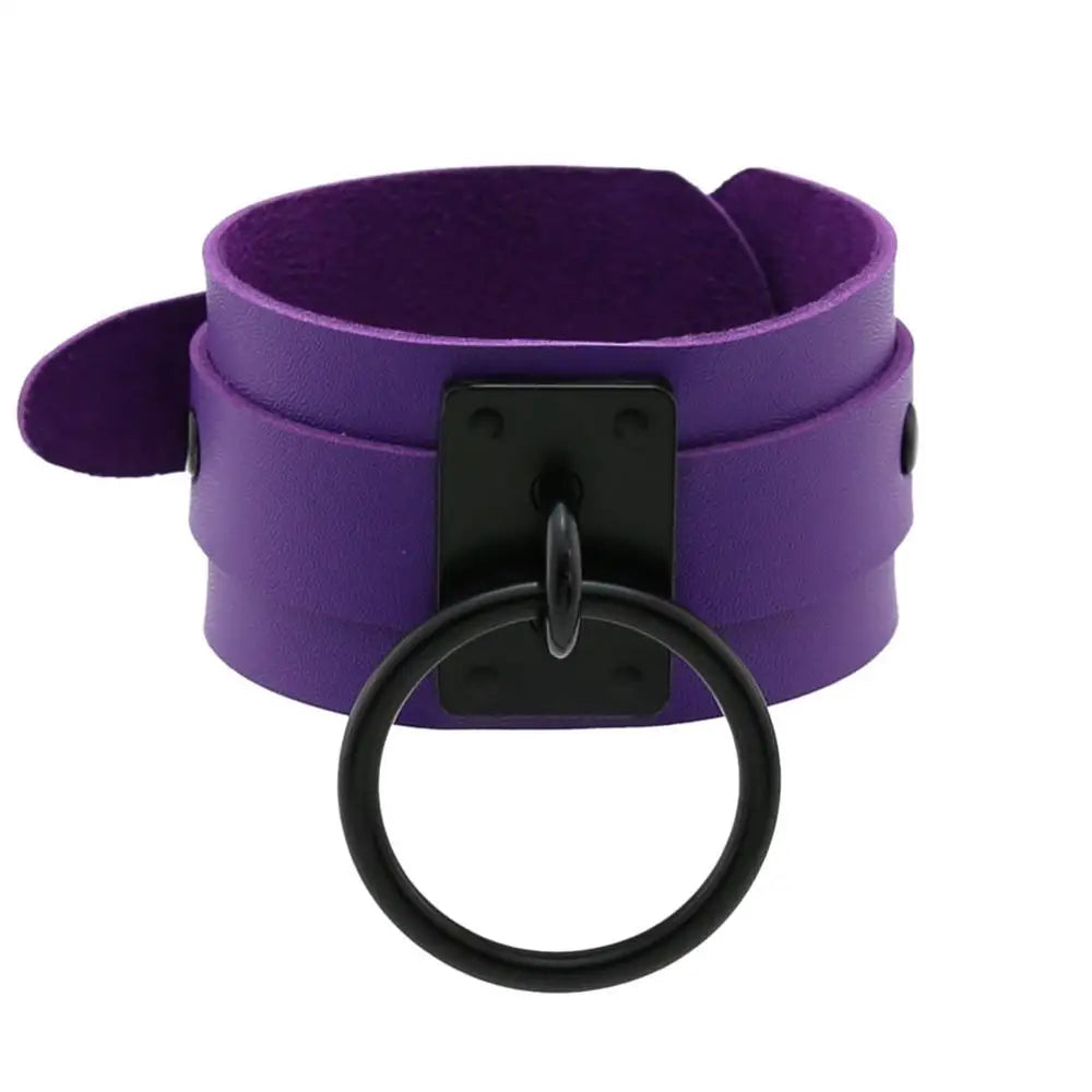 Newest Black O-Round Leather Bracelets for Women Girls 2023 Punk Gothic Anime Wide Bracelet Bangles Men Party Jewelry