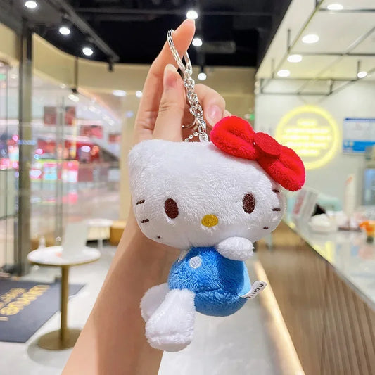 12Cm Sanrio Cartoon Anime Keychain Plush Love Purple Blue Pink Toy Cinnamoroll Cute Soft Stuffed Dolls Pendant Kid Birthday Gift