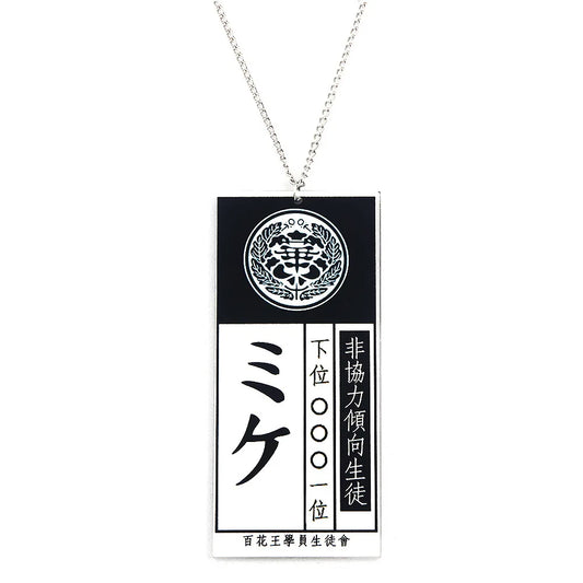 Anime Hot Cool Cosplay Props Kakegurui Yumeko Jabami Acrylic Necklace Pendant Accessories School Name Card Cosplay Accessories