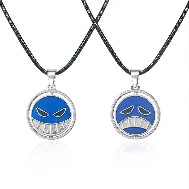 Anime One Piece Necklace Portgas D Ace Keychain Metal Necklaces Jewelry Creative Rotating Pendant Chains Choker Keychain