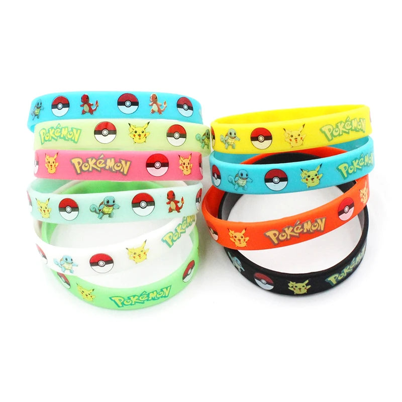 Pokemon Bracelet Anime Pocket Pikachu Noctilucent Cartoon Silicone Wristband Bracelets Party Gifts Cosplay Accessoires Toys