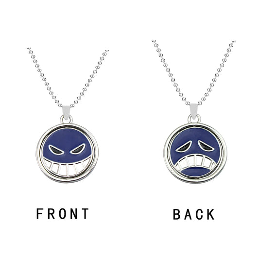 Anime One Piece Necklace Portgas D Ace Keychain Metal Necklaces Jewelry Creative Rotating Pendant Chains Choker Keychain